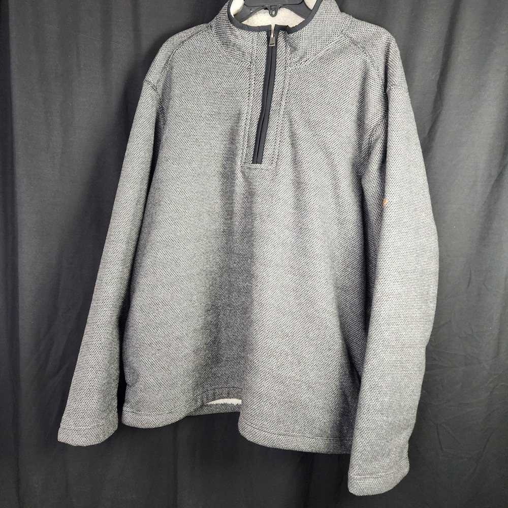 ORVIS Mens Quarter Zip Fleece Lined Pullover Sweater Gray Textured Size XXL